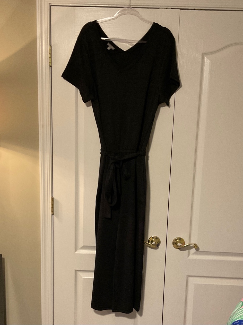 Talbots Charcoal Gray Wide-Leg Jumpsuit with Self Belt